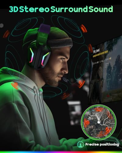 Image of WESEARY Wireless Gaming Headset for PS5, PS4, PC, Switch & Mac, 20ms Ultra-Low Latency, 2.4GHz USB & Bluetooth 5.4 Gaming Headphones with Mic, 50H Battery Life, 3D Spatial Audio, Dynamic Lighting