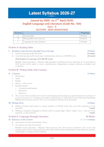 Image of Oswaal CBSE Class 10 English Language & Literature Question Bank | Chapter & Topic-wise Solved Papers (2017-2026) | Based on Syllabus (April 2026) | Includes 2026 Papers | For 2027 Exam