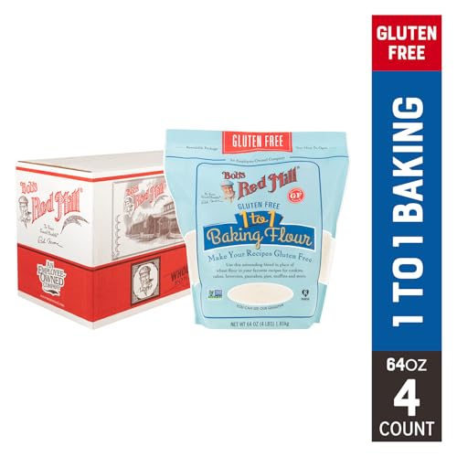 Bob's Red Mill Gluten Free 1 to 1 Baking Flour, 64oz (Pack of 4) - Non GMO, Vegan, Kosher