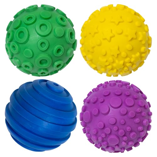 SPARK & WOW Sensory Bin Texture Twists | 4 Hollow, Tactile Balls | Twist Them Apart | Mix and Match Colors and Textures | Sensory Table Tools for Toddlers