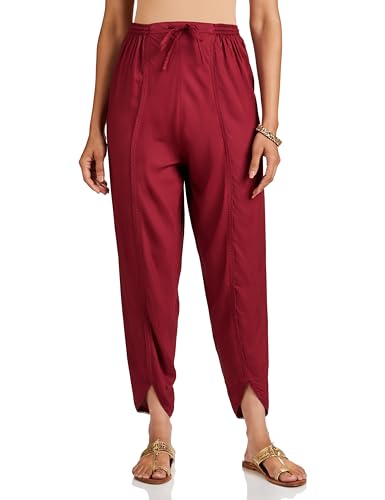 Amazon Brand - Myx Women's Relaxed Rayon Dhoti Pants (AW22MYX34_Maroon_L)