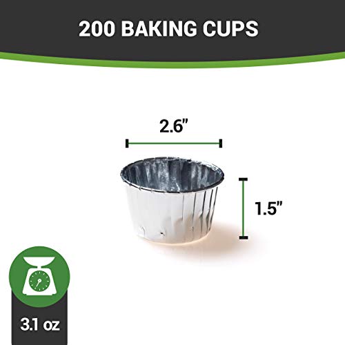 Restaurantware 3.1 Ounce Cupcake Liners, 200 Small Disposable Baking Cups - Pleated, Grease-Resistant, Metallic Silver Paper Muffin Liners, Oven-Safe, For Parties Or Weddings - Restaurantware #TOP3