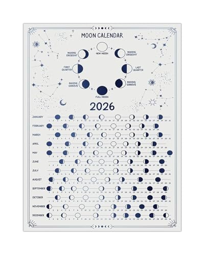 Celestial Events 2026 Poster Lunar Calendar Moon Phase Wall Art Astronomy Eclipses Chart for Stargazing Enthusiasts Home Decor(Unframed,12X18inch(30X45cm))