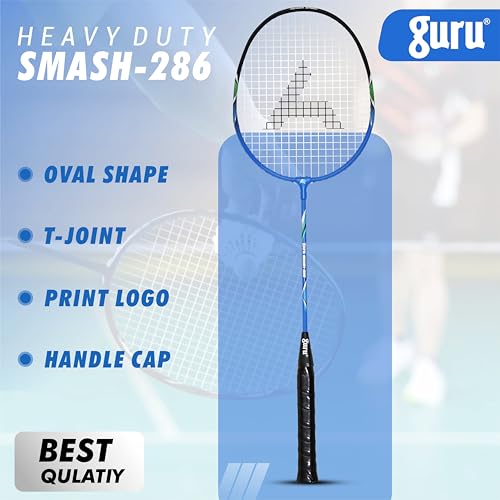 Image of GURU Smash-286 Heavy Duty Aluminium Badminton Racket Pack of 1 with Cover