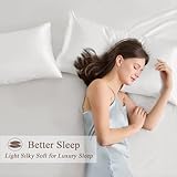 Vielit 2 Pack Satin Pillowcase for Hair and Skin Cooling,Soft as Silk Pillowcase for Hair and Skin,Easier Care than Silk Pillow Case White Ivory 50x75cm Gifts for Women Envelope & 2 Scrunchies - Image 5