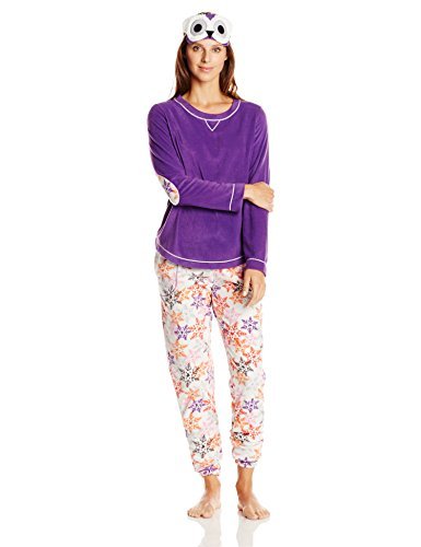 Layla Women's Microfleece Pajama Set with Eye Mask