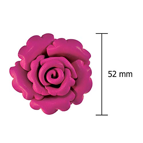 Image of AeraVida Enchanted Genuine Leather Rose Blossom Brooch Pin & Hair Clip | Floral Handmade Accessory for Women | Colorful Pink, Yellow, or Orange Flower Pin for Hair, Dress, or Lapel
