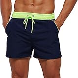 Cindeyar Badeshorts Herren Kurze Badehose Schnelltrocknend Männer Sommer Swimming Strandshorts mit Verstellbarem Tunnelzug(Navy Blau,L)
