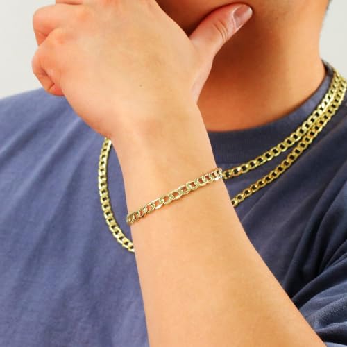Nuragold 10K Real Yellow Gold Cuban Curb Link Chain Bracelet 7"-9" (2mm-7.5mm) Italian Jewelry for Men & Women4