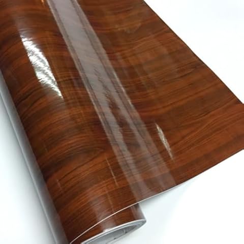 GreceYou Wood Grain Vinyl Wrap Sticker Decal Car Internal Wraps Self Adhesive DIY Film, Waterproof Wrap Roll Without Bubble, 100x 40cm/39.4x15.7in (Brown-Wood Grain(High Glossy)) Cover