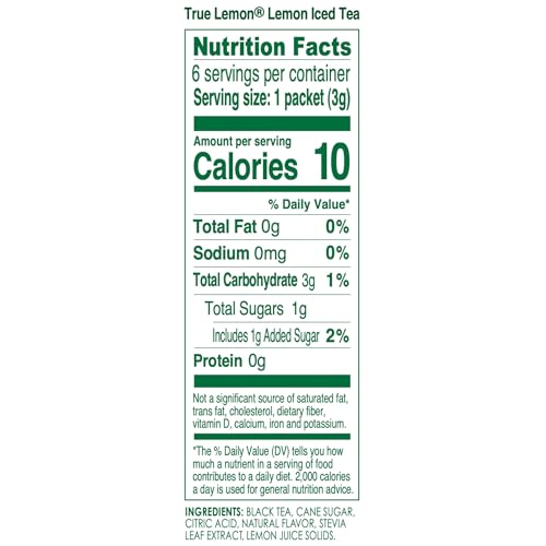 LEMON ICED TEA MIX by TRUE LEMON | Instant Powdered Drink Packets That Quench YOUR Thirst, Mouth Watering True Citrus LEMON (ICED TEA), 6 Count (Pack of 4) - Thumbnail 3