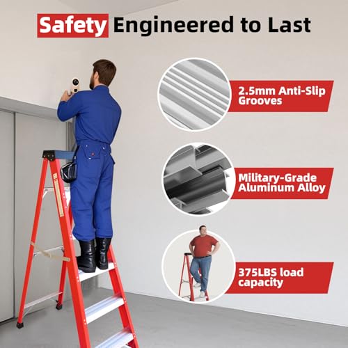 Image of Fiberglass Step Ladder, 500-Pound Load Capacity
