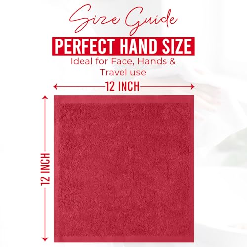 Image of DAN RIVER 24 Pack Wash Cloths for Showering [12x12] - 100% Cotton Washcloths Premium Quality Flannel Face Cloths for Bathroom, Highly Absorbent and Soft Feel Wash Clothes, Red