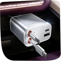 LISEN 4 in 1 Zigarettenanzünder USB C 75W Auto Ladegerät - 12V USB Adapter Auto Zubehör Elektronik, Weihnachts Geschenke für Männer Frauen, Car Gadgets Accessoires für iPhone 17 Pro Max Air, Weiß – Ansicht 1