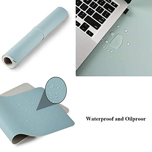 Bureaumat, bureaumat, bureaumat, mintgroene laptop-muismat dubbelzijdig waterdicht bureau schrijfblok lederen bureaupad… - Image 4