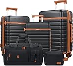 UKEIN Luggage Sets 5 Piece, Carry On Luggage 20In With Spinner Wheels, Hardside Suitcase Set with TSA Lock,Durable Large Suitcase With Travel Backpack for Men-20/24/28in (Black, 5 piece set)