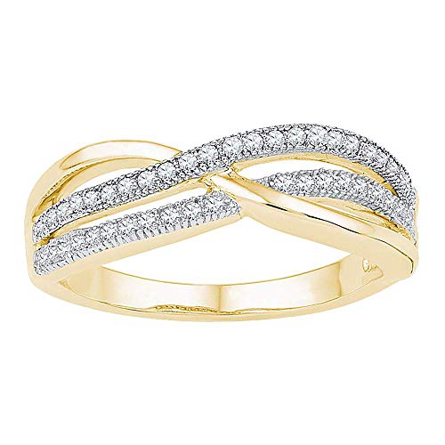 Dazzlingrock Collection Anillo cruzado de oro amarillo de 10 quilates con diamantes redondos de 1/5 quilates para mujer, 6.5, Diamante blanco. Oro amarillo, Diamante blanco Dazzlingrock Collection Anillo cruzado de oro amarillo de 10 quilates con diamantes redondos de 1/5 quilates para mujer, 6.5, Diamante blanco. Oro amarillo, Diamante blanco