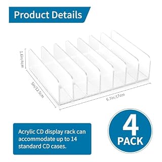 TOMONAI Lot de 4 supports de CD en acrylique transparent avec support de rangement pour CD/DVD – Image 2