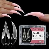 Cycullinyt Curved Stiletto Nail Dual Forms for Poly Gel Extension of 3D Eagle Claw, Hawk Shape Full Cover Acrylic Nail Forms, Reusable Nail Molds for Halloween Nail Art Design 140 Pcs 14 sizes