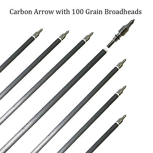 Jocoo 12 Pack 30 Inch Carbon Arrows, Hunting and Target Practice Arrows for Compound Bow and Recurve Bow, Spine 400 with Removable Tips - Thumbnail 2