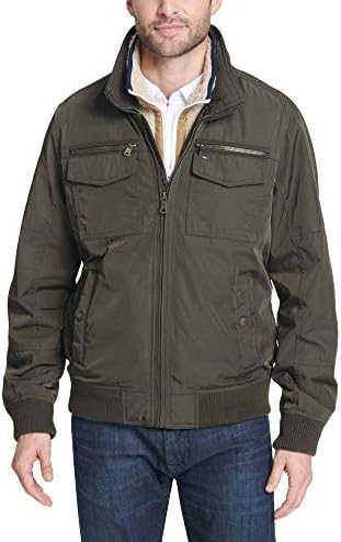 Tommy Hilfiger Men's Water and Wind Resistant Performance Bomber Jacket (Standard and Big & Tall), Army Green, 3X Big