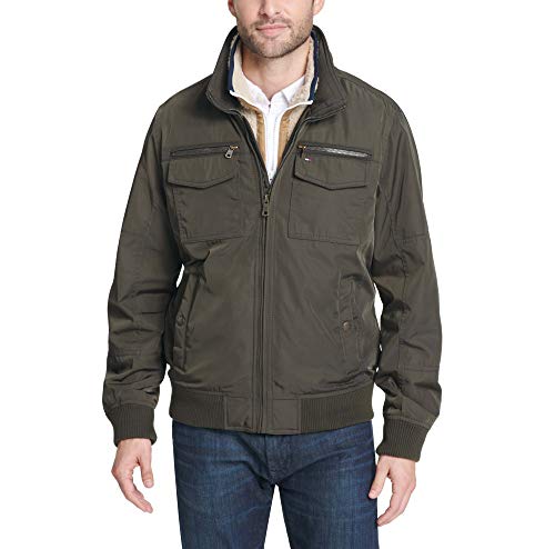 Tommy Hilfiger Men's Water And Wind Resistant Performance Bomber Jacket (Standard And Big & Tall), Army Green, 3X Big #TOP1