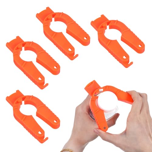 Flaschenöffner 4 Stück 3-in-1 Schraubverschluss Öffner Deckelöffner Drehverschluss Orange Plastikflaschenöffner Multifunktionaler Schraubdeckelöffner Glasöffner Bottle Opener für Senioren