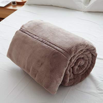 Couverture flanelle double hiver marron 140x200 contre le froid