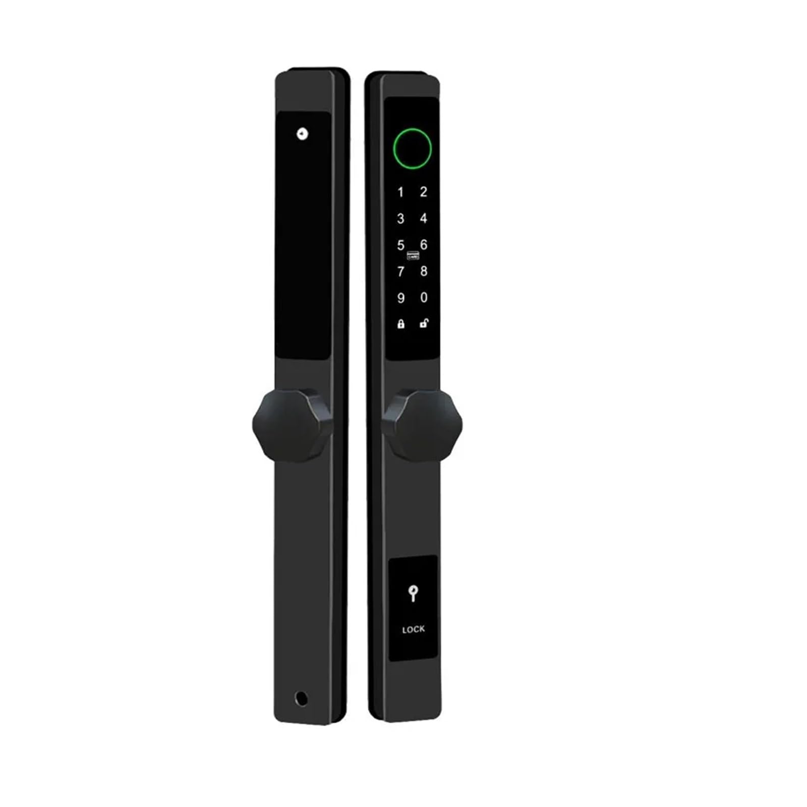 CVFRDD Smart Door Knob, TTLock APP Waterproof Finrprint Password Card Lock For Outdoor Used Pull Push Sliding Door With 2585 3085 4085 5085 Mortise Keyless Entry Door Handle(Black B 8550)
