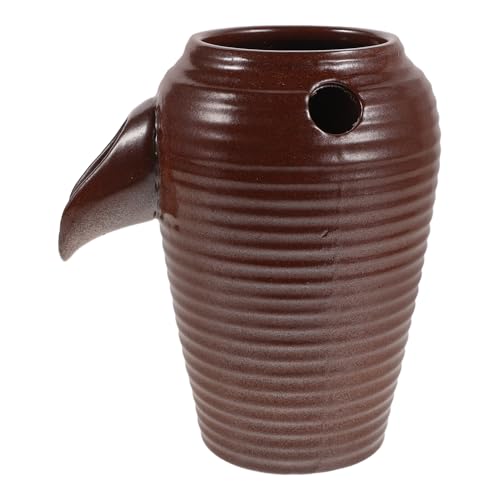 SAFIGLE Fontana da Giardino in Ceramica a Cascata, Fontana D'acqua da Interno Decorativa Compatta, Vaso Decorativo Ricircolo Acqua per Spazi Rilassanti, 14,8x10x10 Cm