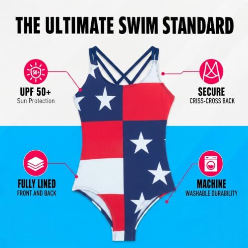 Image of Kanu Surf Girls' Reese UPF 50 Beach Sport Criss-Cross One Piece Swimsuit