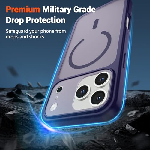 Image of SUPFINE Magnetic for iPhone 17 Pro Case Dark Purple | (Compatible with MagSafe)(Military Grade Drop Protection)(Camera Protection)Translucent Matte Phone Cover