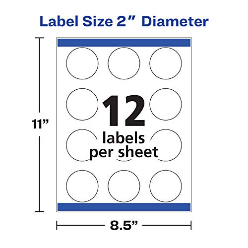 Image of Avery Printable Round Labels, Sure Feed Technology, Glossy White Labels, 2 inch Diameter, Permanent Adhesive, Laser /Inkjet, 120 Total (22807)