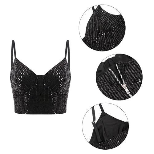 Vimoisa Women Reflective Metallic Tank Top Bustier Spaghetti Strap Crop Top Tight Sleeveless Tube Top Vest Blouse2