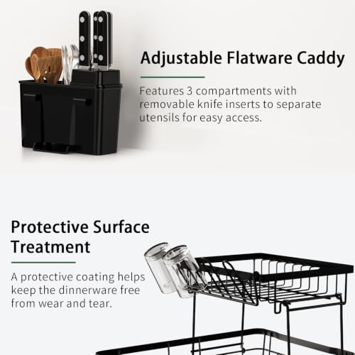 BORIOF 2-Tier Multifunctional Dish Drying Rack – Compact footprint for small countertops