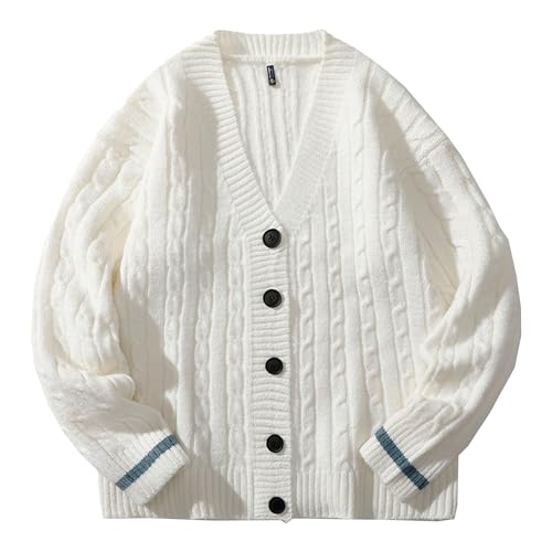 Cardigan col en V boutons et manches longues isolantes en tricot