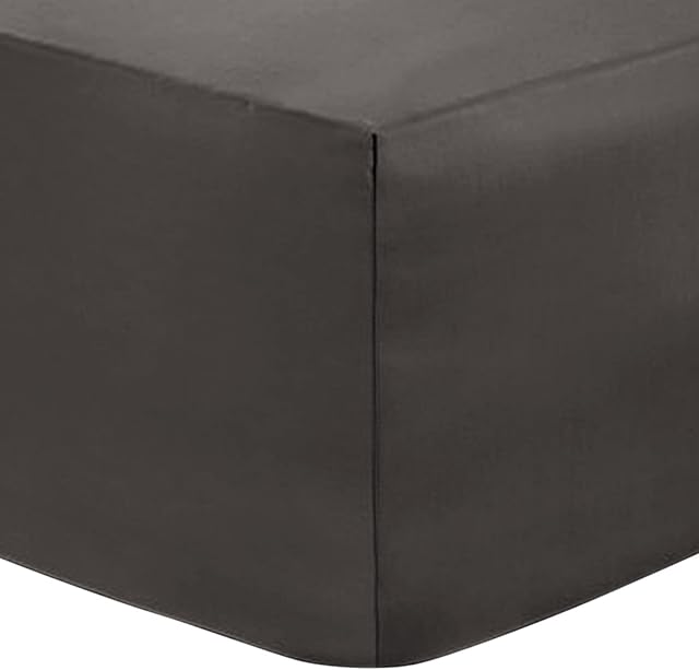 Deep Fitted Bed Sheets Easy-Care Non-Iron Percale 10'' / 25CM Fitted Sheet, 4 Ft Small Double - Grey