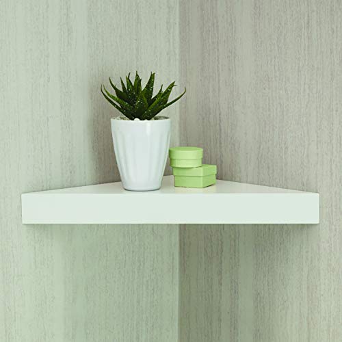 Melannco Corner Shelf Straight Wood Chunky, White #TOP5