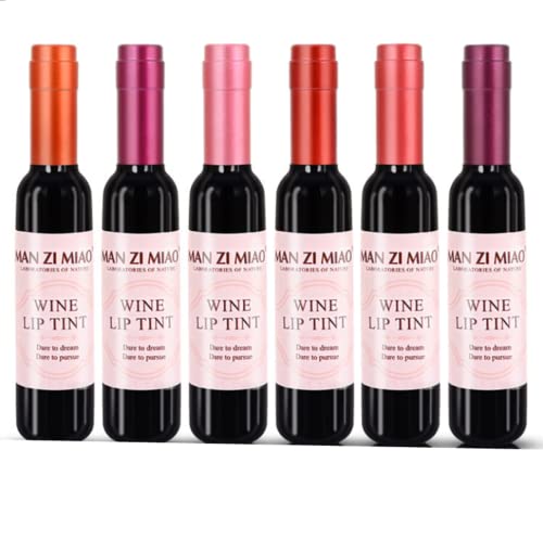 DoDocoming 6PCS Liquid Lipsticks Wine Lipstick Long Lasting 24h Moisturizing Waterproof,None-Stick Cup Lip Tint Lip Stain Makeup Kit