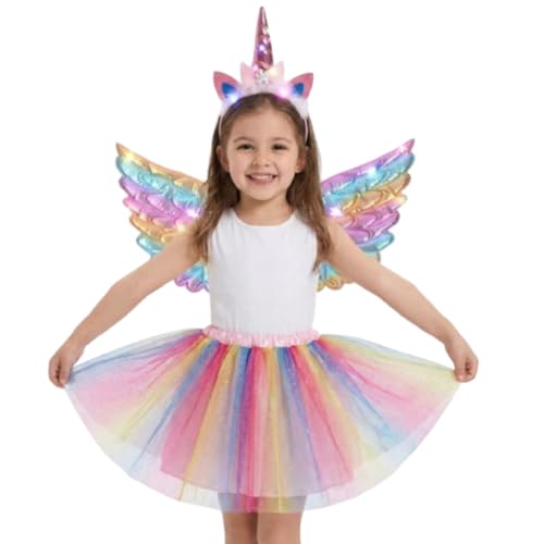 Fantasia Infantil de Unicórnio com asas e tiara