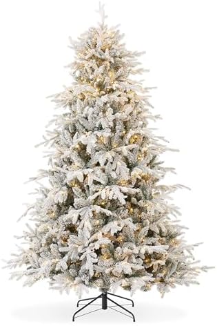 Casafield 6.5FT Pre-Lit Snow Flocked Aspen Fir Artificial Holiday...