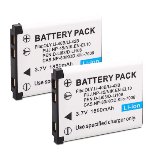 TZRONG 2-Pack NP-45 Battery NP-45A, NP-45B, NP-45S and Fujifilm FinePix XP20 XP30 XP50 XP60 T500 T510 T550 JX520 JX550 JX700 JX710 JZ700 J100 J120 J210 J250 Z800 Z900 Z950 Digital Camera 1850mAh by TZRONG - Used condition - US$9.99