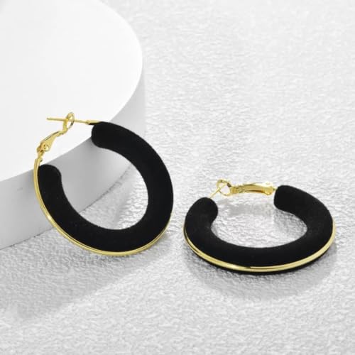 Boucles d'oreilles velours rouge grand format mode rétro automne