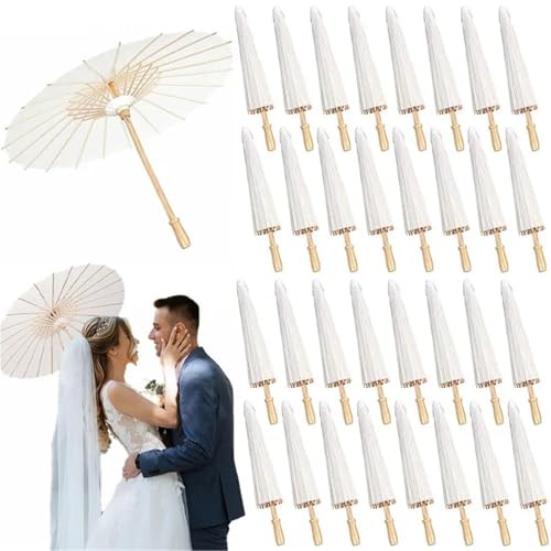 DKJAHSEK Paraguas Papel Novia 8/12/24/36/50 unidades de 60/84 cm de papel blanco for bodas, for invitados, decoración de fiestas de baby shower y accesorios de fotos.(8PCS 60cm)