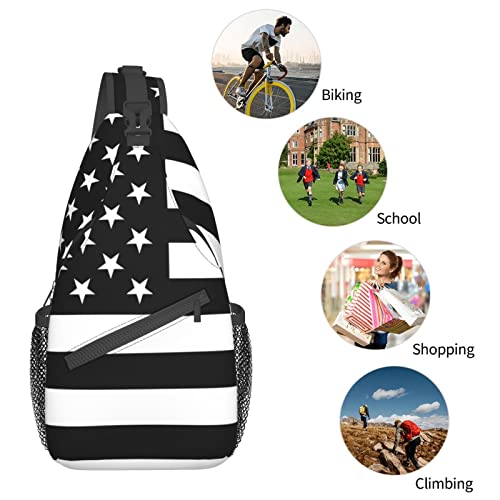 Mochila bandolera unisex negra para senderismo miniatura 7