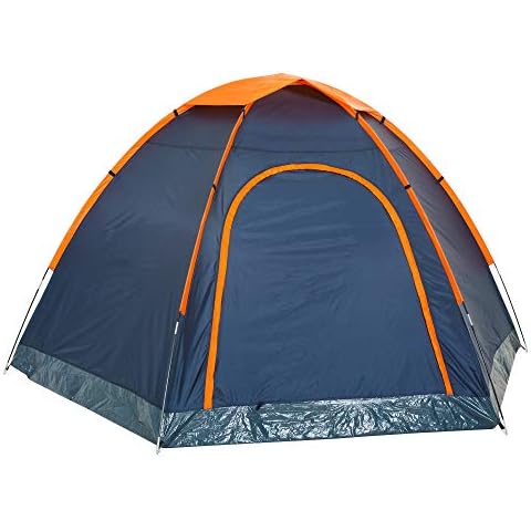 CampFeuer Zelt Hexone für 4 Personen | Orange/Blau | Kuppelzelt, 3000 mm Wassersäule Cover