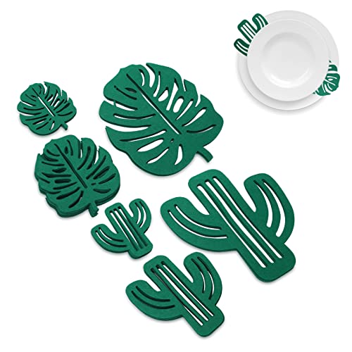 Felt Pan Separators, 48Pcs Pot and Pan Protectors Cactus and Leaf Shape Glass Bowl Separators Felt Cookware Divider Dish Protectors for Stacking