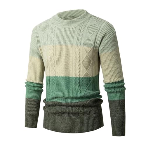 Basic Casual Knitted Long Sleeve Pullover Sweater Blocking Dough Youth Basic Casual Knitted Long Sleeve (Light Green, M)