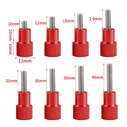 Willwa M5 Stainless Steel Screw Bolt Knurled Knob Flat Step Thumbscrew Round Head Aluminum Alloy 10-40Mm Length Hand Screws For (Size : 10Mm, Color : 1Pcs Red Handle) #TOP1