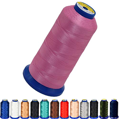 Heavy Duty Thread 1800 Yards Size T70#69 210D/3 All Purpose High Strength Polyester Sewing Thread For Weaves, Upholstery, Jeans And Weaving Hair, Drapery, Beading, Purses, Leather (Pink) #TOP7